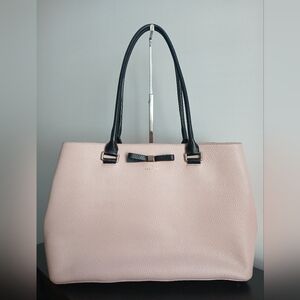 KATE SPADE NEW YORK LEATHER LARGE TOTE BOW SHOULDER BAG  LIGHT PINK